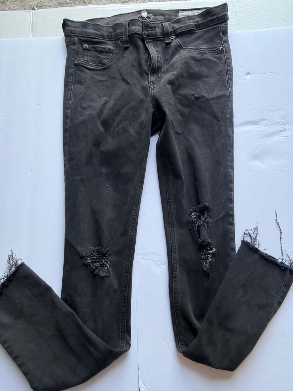 rag & bone/JEAN Distressed Black Legging Jeans Size 31